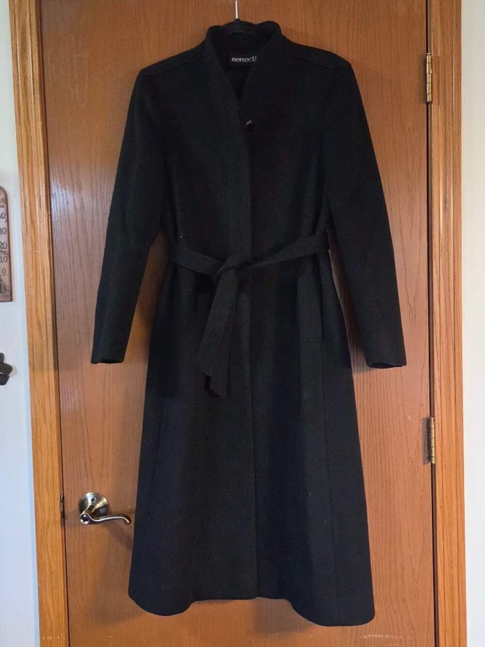 Reflections- Long Black Wool Vintage Winter Coat- Women's Size 8